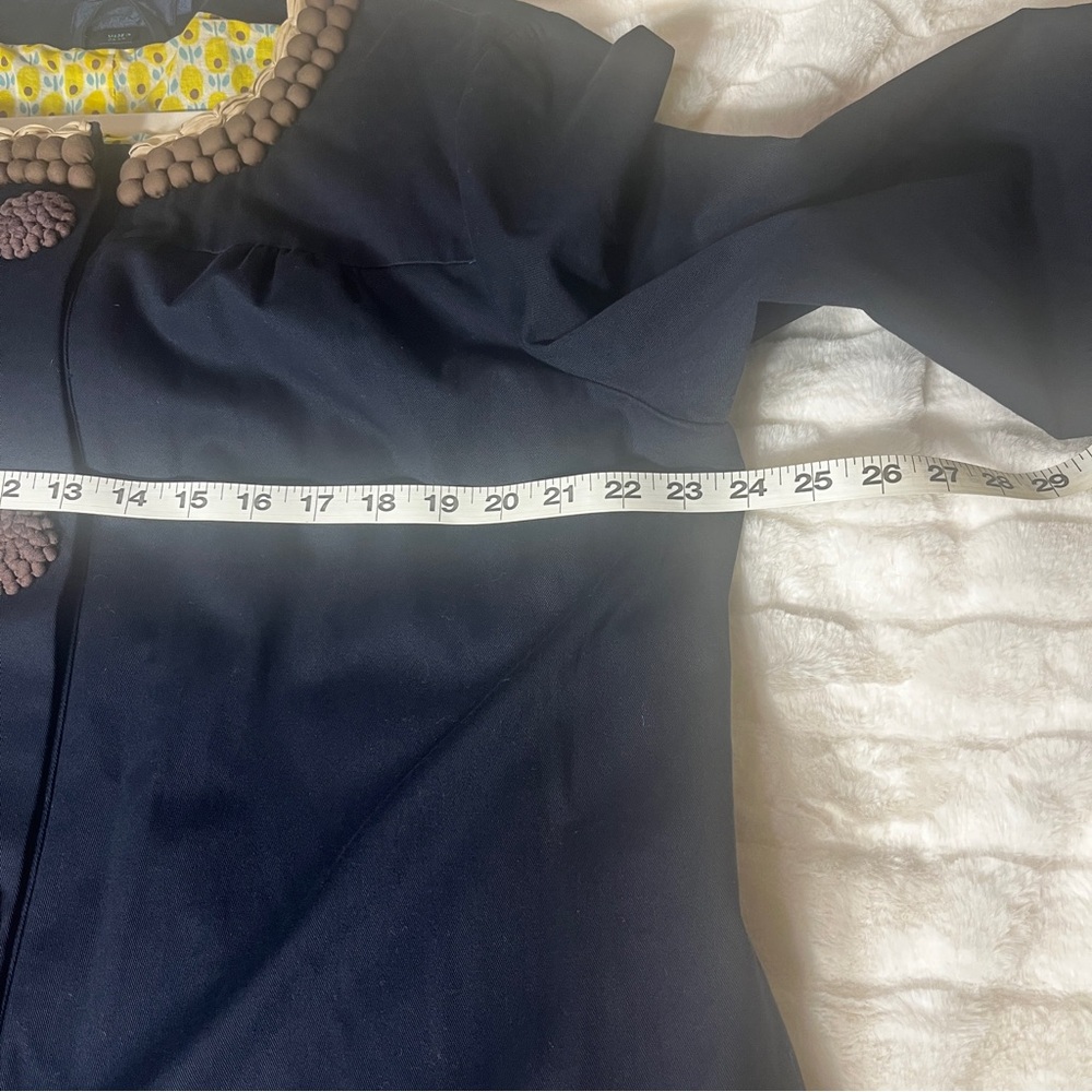 Boden Navy Jacket Artisan Bauble Collar Midi Trench Coat Unique SZ UK20 US16 - Picture 6 of 11